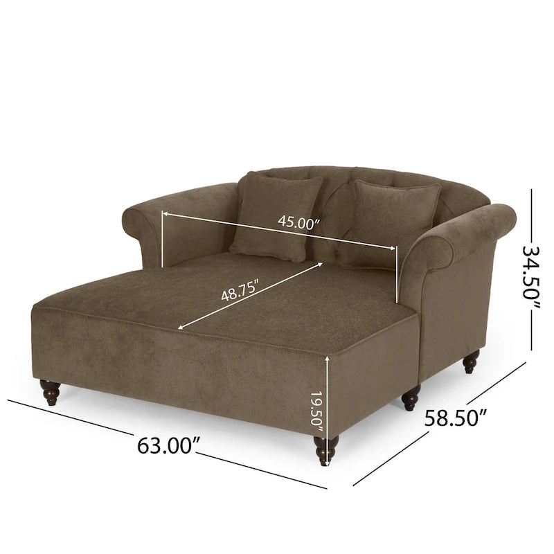 Causeuse double capitonnée contemporaine Freas avec oreillers décoratifs par   - 63,00 L x 58,50 l x 34,50 H