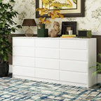 Commode à 12 tiroirs pour chambre avec tiroirs profonds, grande commode en bois sur pied