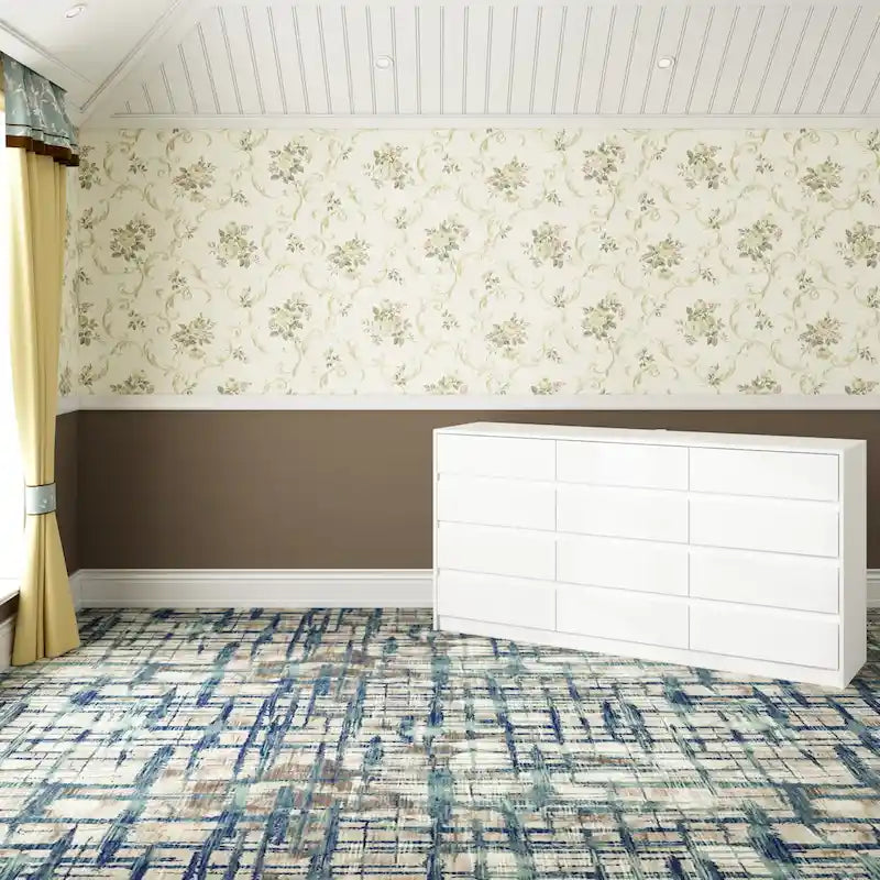 Commode à 12 tiroirs pour chambre avec tiroirs profonds, grande commode en bois sur pied