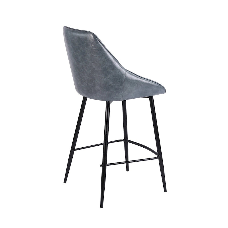 Lot de 2 tabourets de bar Ula, revêtement en similicuir, pieds en fer