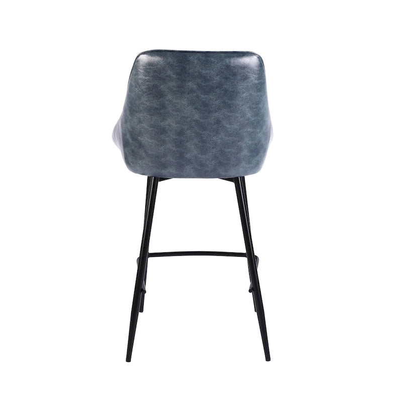 Lot de 2 tabourets de bar Ula, revêtement en similicuir, pieds en fer
