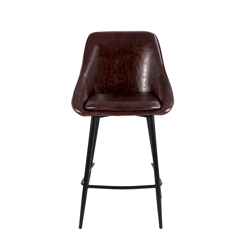 Lot de 2 tabourets de bar Ula, revêtement en similicuir, pieds en fer