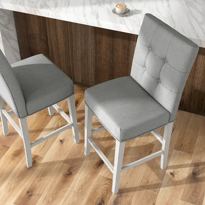 Chaises de comptoir capitonnées modernes grises Tia (lot de 2) par