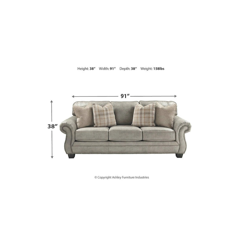 Canapé en tissu gris acier – 91 L x 38 P x 38 H