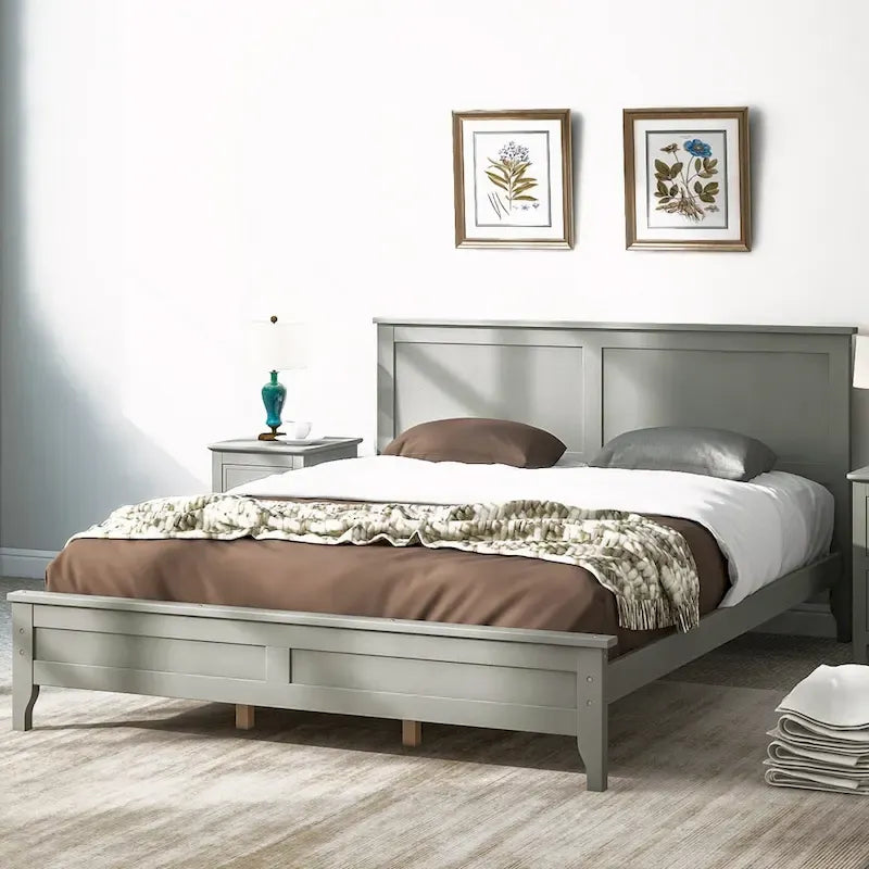 Lit plateforme Queen en bois massif
