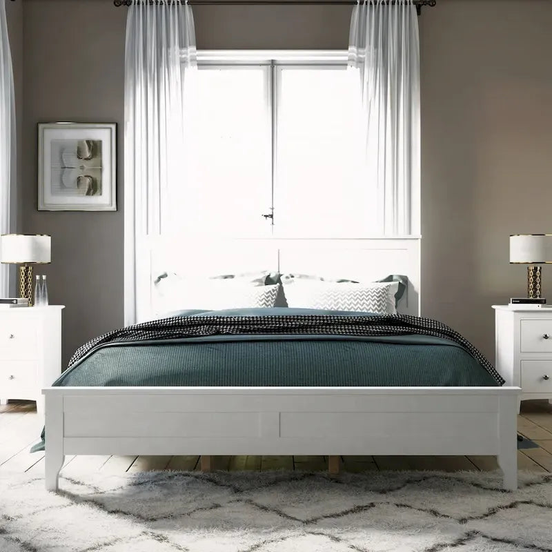 Lit plateforme Queen en bois massif