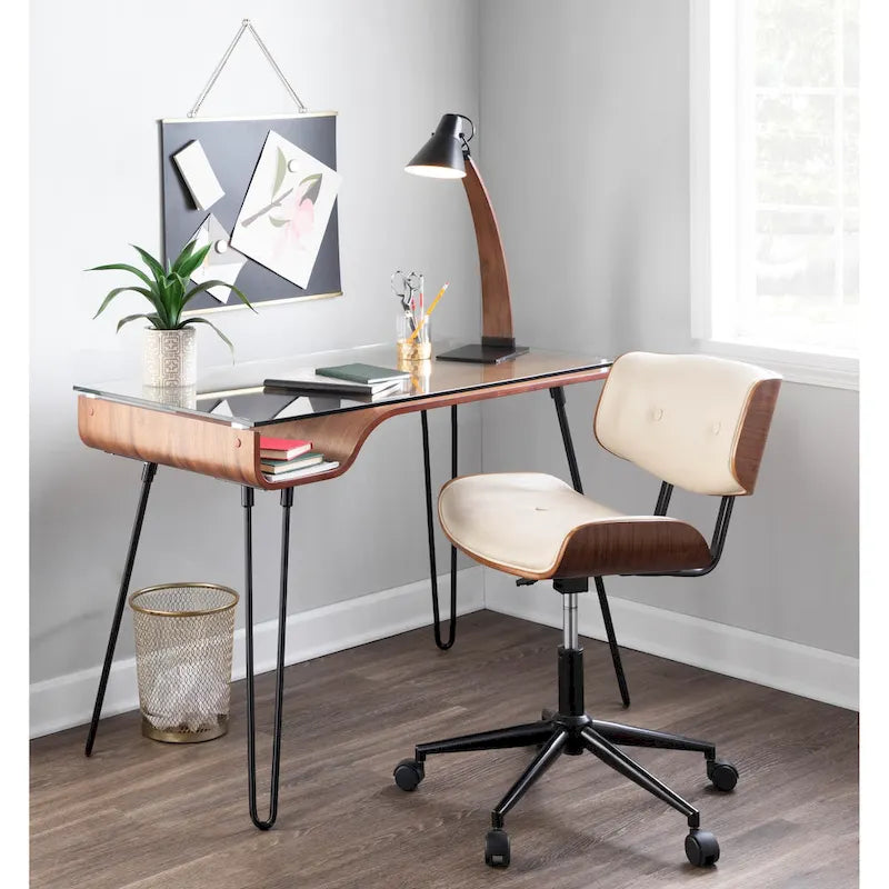 Chaise de bureau moderne de style mi-siècle Leksand Simple
