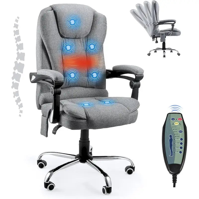 Chaise de bureau ergonomique avec 7 points de massage vibrant et fonctions chauffantes