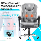 Chaise de bureau ergonomique avec 7 points de massage vibrant et fonctions chauffantes