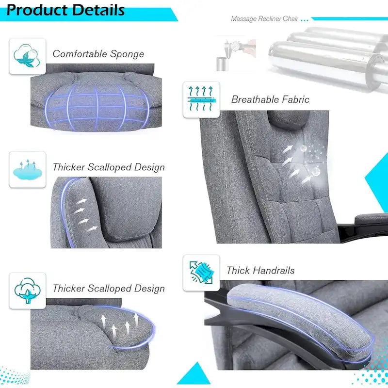 Chaise de bureau ergonomique avec 7 points de massage vibrant et fonctions chauffantes
