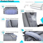 Chaise de bureau ergonomique avec 7 points de massage vibrant et fonctions chauffantes