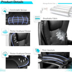 Chaise de bureau ergonomique avec 7 points de massage vibrant et fonctions chauffantes