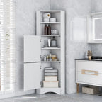   Tall Freestanding Bathroom Cabinet Corner Storage Cabinet with Doors and Adjustable Shelves