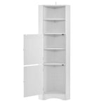 Meuble de salle de bain haut sur pied, meuble de rangement d'angle avec portes et étagères réglables