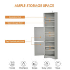 Meuble de salle de bain haut sur pied, meuble de rangement d'angle avec portes et étagères réglables