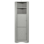 Meuble de salle de bain haut sur pied, meuble de rangement d'angle avec portes et étagères réglables