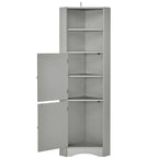 Meuble de salle de bain haut sur pied, meuble de rangement d'angle avec portes et étagères réglables