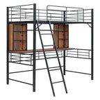 Lit mezzanine simple avec bureau et étagère, lit mezzanine avec échelle, simple, noir
