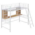 Lit mezzanine simple avec bureau et étagère, lit mezzanine avec échelle, simple, noir