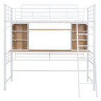 Lit mezzanine simple avec bureau et étagère, lit mezzanine avec échelle, simple, noir