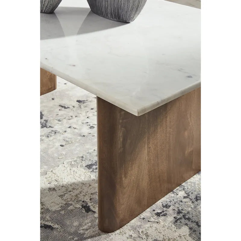 Table basse Isanti marron clair/blanc – 48 larg. x 26 prof. x 17 haut.