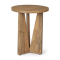 Table d'appoint ronde en bois massif marron clair