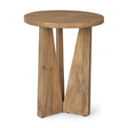 Table d'appoint ronde en bois massif marron clair