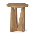   Light Brown Solid Wood Round Accent Table
