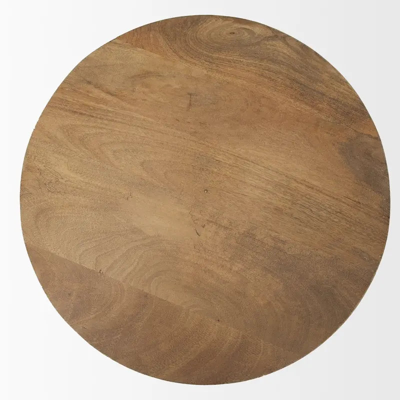 Table d'appoint ronde en bois massif marron clair