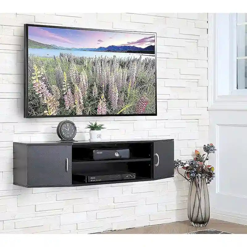   Wall Mounted TV Media Console Floating Desk Storage Hutch