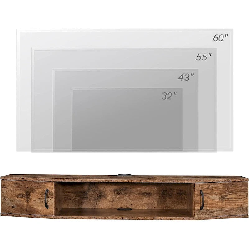 Meuble TV mural console multimédia bureau flottant de rangement