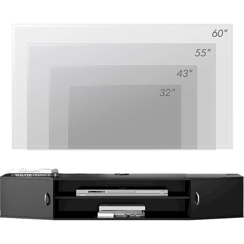 Meuble TV mural console multimédia bureau flottant de rangement