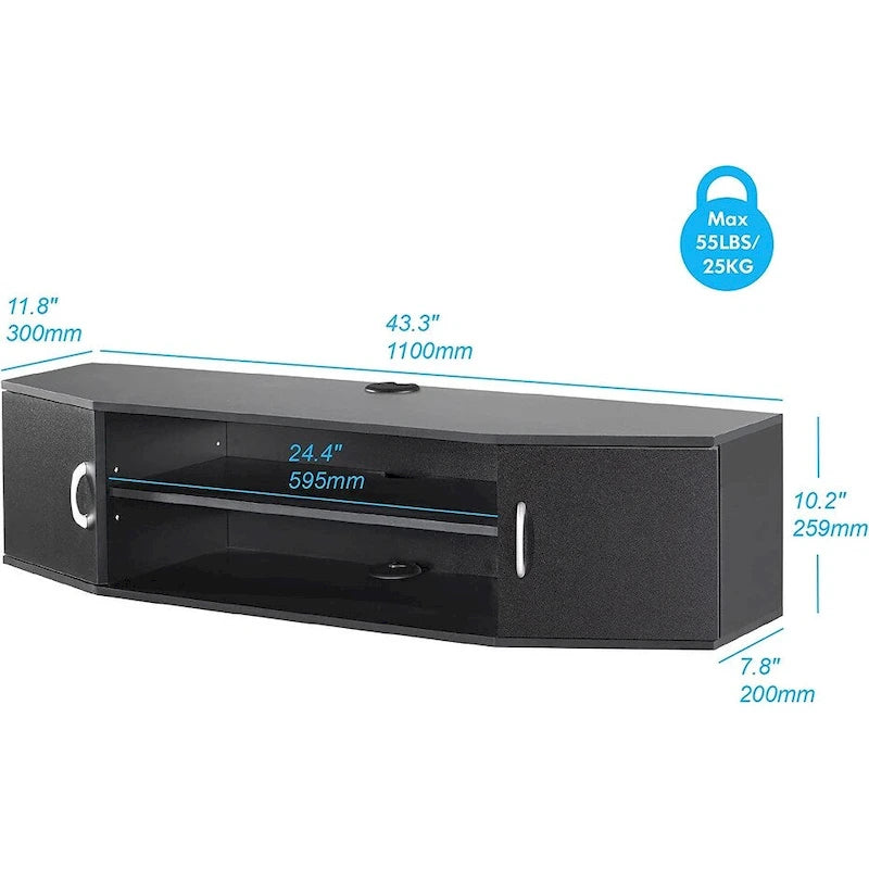 Meuble TV mural console multimédia bureau flottant de rangement