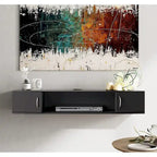 Meuble TV mural console multimédia bureau flottant de rangement