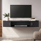 Meuble TV mural console multimédia bureau flottant de rangement