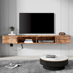 Meuble TV mural console multimédia bureau flottant de rangement
