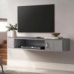 Meuble TV mural console multimédia bureau flottant de rangement