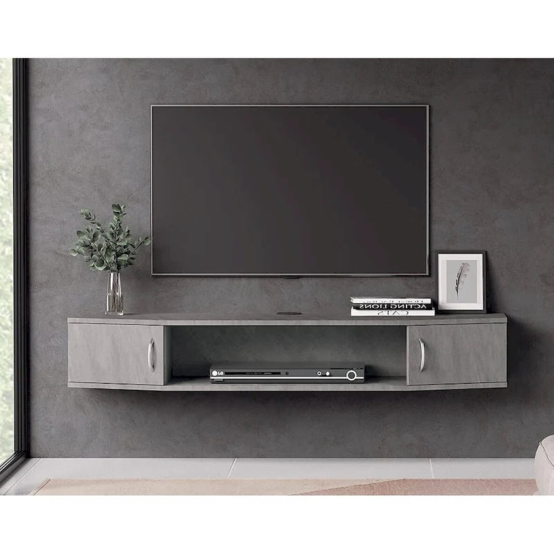 Meuble TV mural console multimédia bureau flottant de rangement