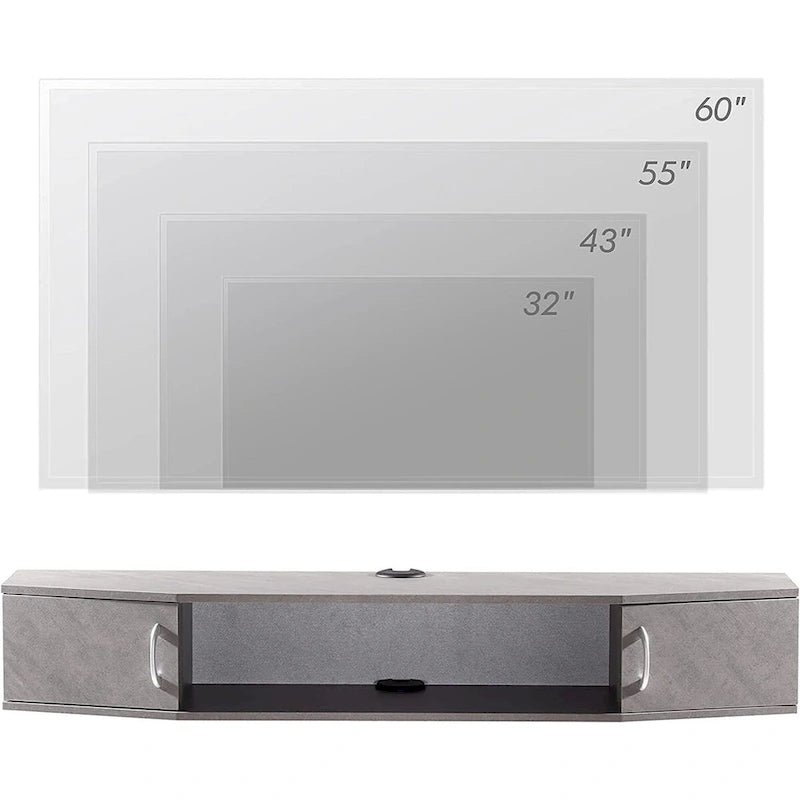 Meuble TV mural console multimédia bureau flottant de rangement