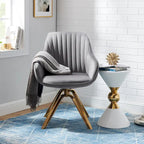 Fauteuil pivotant moderne en velours avec piètement doré