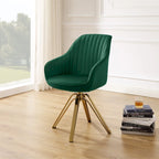 Fauteuil pivotant moderne en velours avec piètement doré