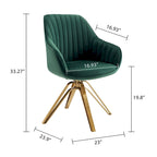 Fauteuil pivotant moderne en velours avec piètement doré