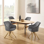 Fauteuil pivotant moderne en velours avec piètement doré