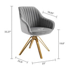 Fauteuil pivotant moderne en velours avec piètement doré