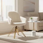 Fauteuil pivotant moderne en velours avec piètement doré