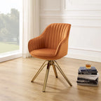 Fauteuil pivotant moderne en velours avec piètement doré