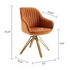 Fauteuil pivotant moderne en velours avec piètement doré