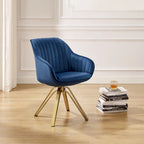 Fauteuil pivotant moderne en velours avec piètement doré