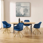 Fauteuil pivotant moderne en velours avec piètement doré