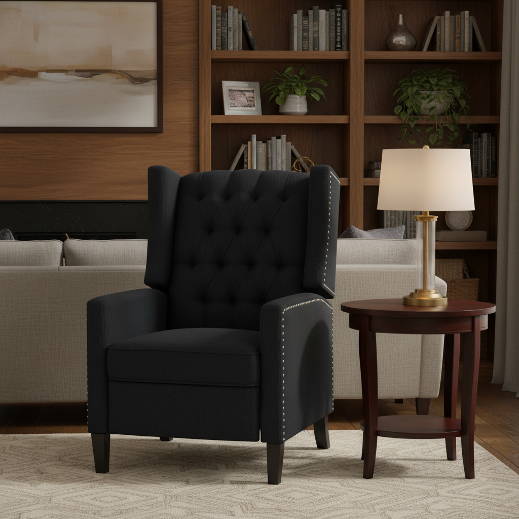 27.16 Fauteuil inclinable manuel large avec accoudoirs ailés